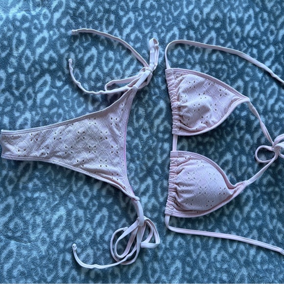 Pink Eyelet Bikini Set - Picture 1 of 2